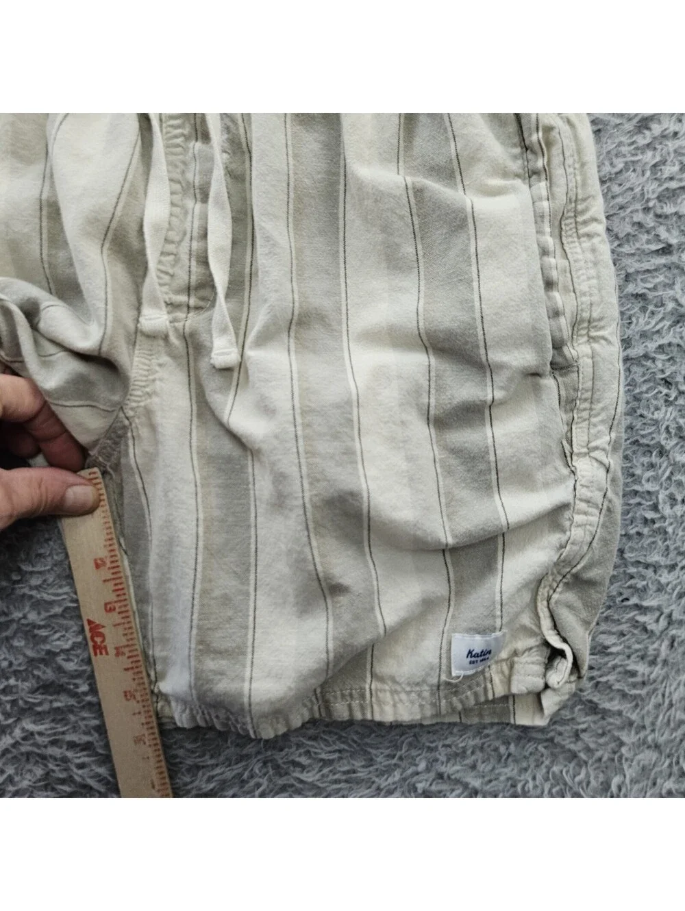 Katin Shorts Mens Medium Striped Drawstring Linen Beach Surf Breathable